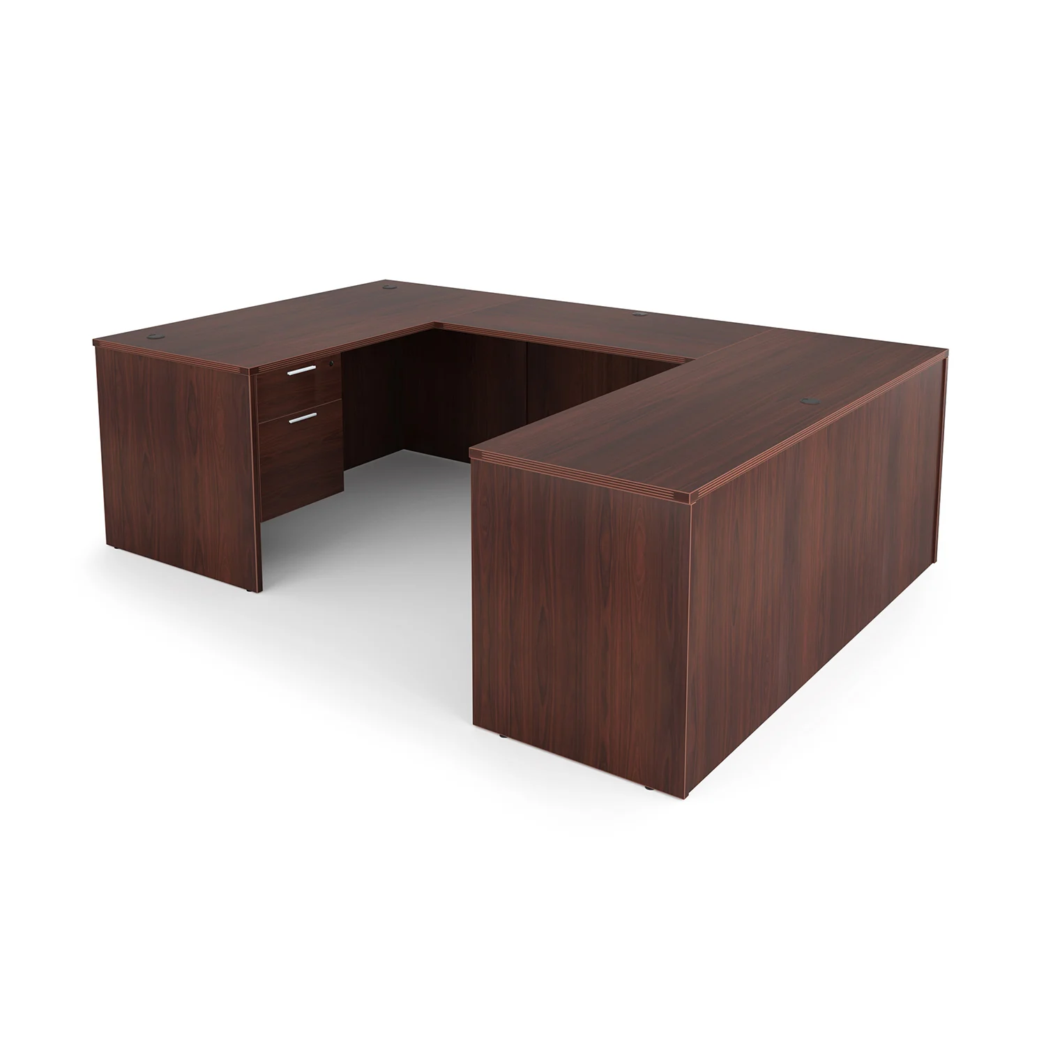 i5 Industries Kai U-Shaped Desk Double Suspended Ped - Mahogany - UD6696P-1, UD66102P-1, UD7196P-1, UD71102P-1, UD71102P-4, UD71108P-1