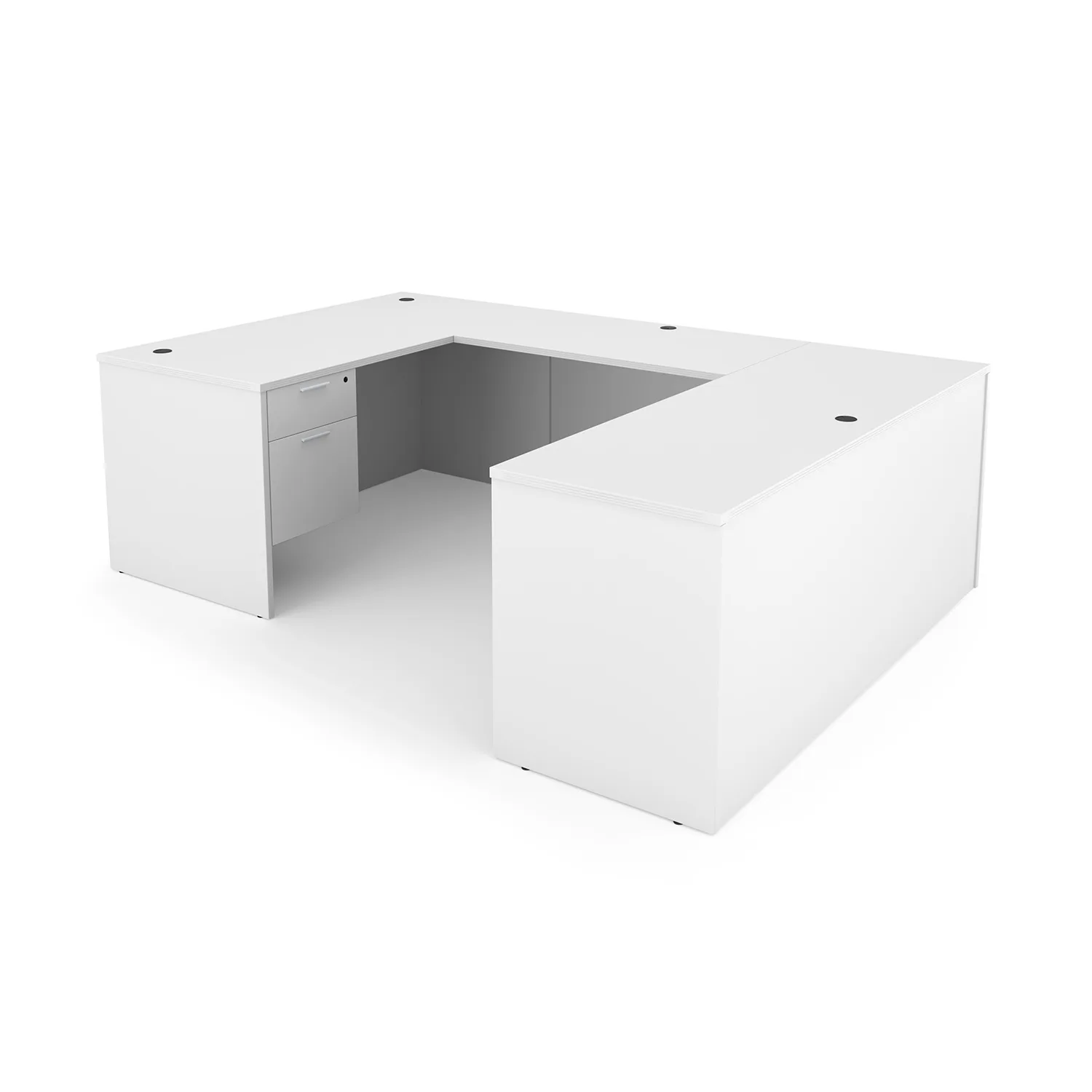 i5 Industries Kai U-Shaped Desk Double Suspended Ped - Matte White - UD6696P-1, UD66102P-1, UD7196P-1, UD71102P-1, UD71102P-4, UD71108P-1