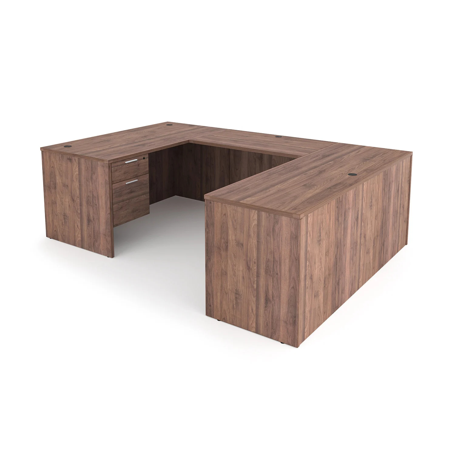 i5 Industries Kai U-Shaped Desk Double Suspended Ped - Walnut - UD6696P-1, UD66102P-1, UD7196P-1, UD71102P-1, UD71102P-4, UD71108P-1
