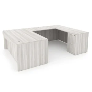 i5 Industries Rayne U-Shaped Bow Front Desk with Double Full Pedestals, 71"L x 102"W