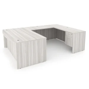 i5 Industries Rayne U-Shaped Bow Front Desk with Double Suspended Pedestals, 71"L x 108"W