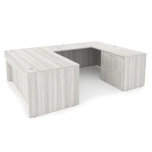 i5 Industries Rayne U-Shaped Bow Front Desk with Full Pedestal and Lateral File, 71"L x 102"W