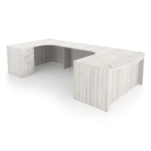 i5 Industries Rayne U-Shaped Extended Corner Bow Front Desk with Double Full Pedestals Left-Handed, 71"L x 120"W