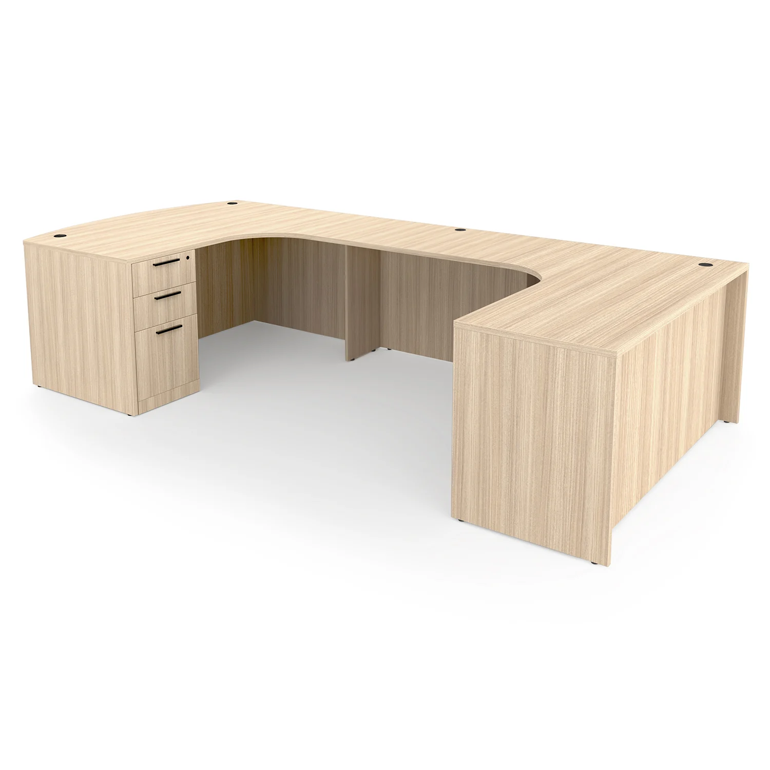 i5 Industries Rayne U-Shaped Extended Corner Bow Front Desk Full Pedestal + Lateral File - Coastal Dune - RN-UEBD71114P-3R, RN-U (1)