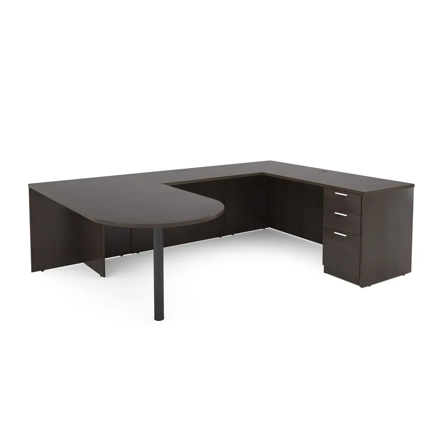 i5 Industries Kai U-Shaped D-Top Desk Box Box File Pedestal - Espresso - UDD7196P-3, UDD71102P-4, UDD71108P-3