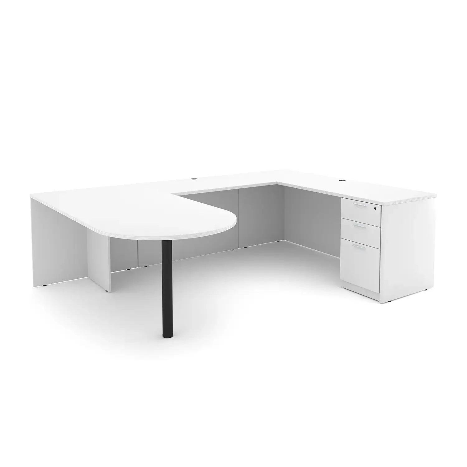 i5 Industries Kai U-Shaped D-Top Desk Box Box File Pedestal - Matte White - UDD7196P-3, UDD71102P-4, UDD71108P-3