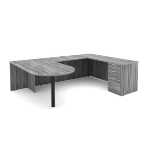 i5 Industries Kai U-Shaped D-Top Desk with Full Pedestal, 71"L x 108"W