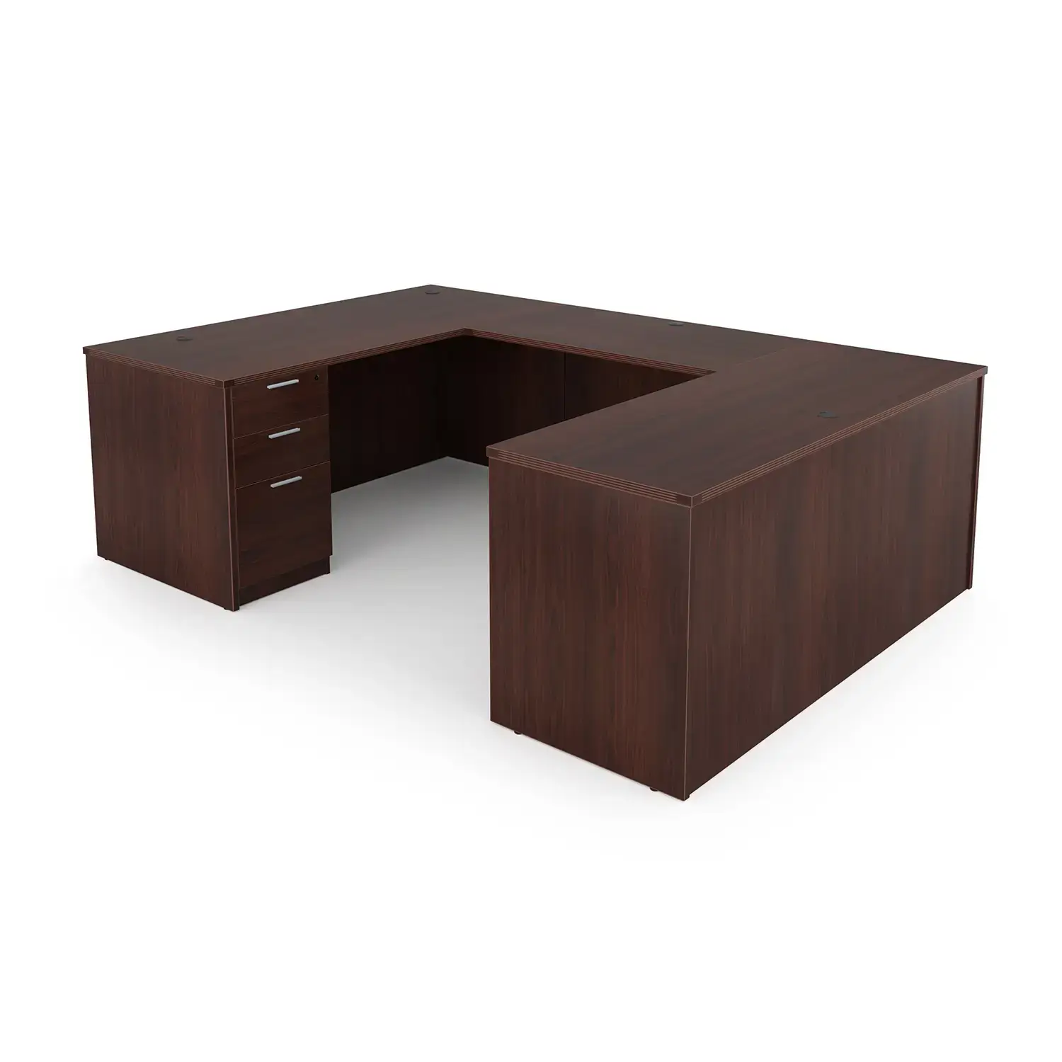i5 Industries Kai U-Shaped Desk Double Full Ped - Mahogany - UD6696P-2, UD66102P-2, UD7196P-2, UD71102P-2, UD71102P-5, UD71108P-2