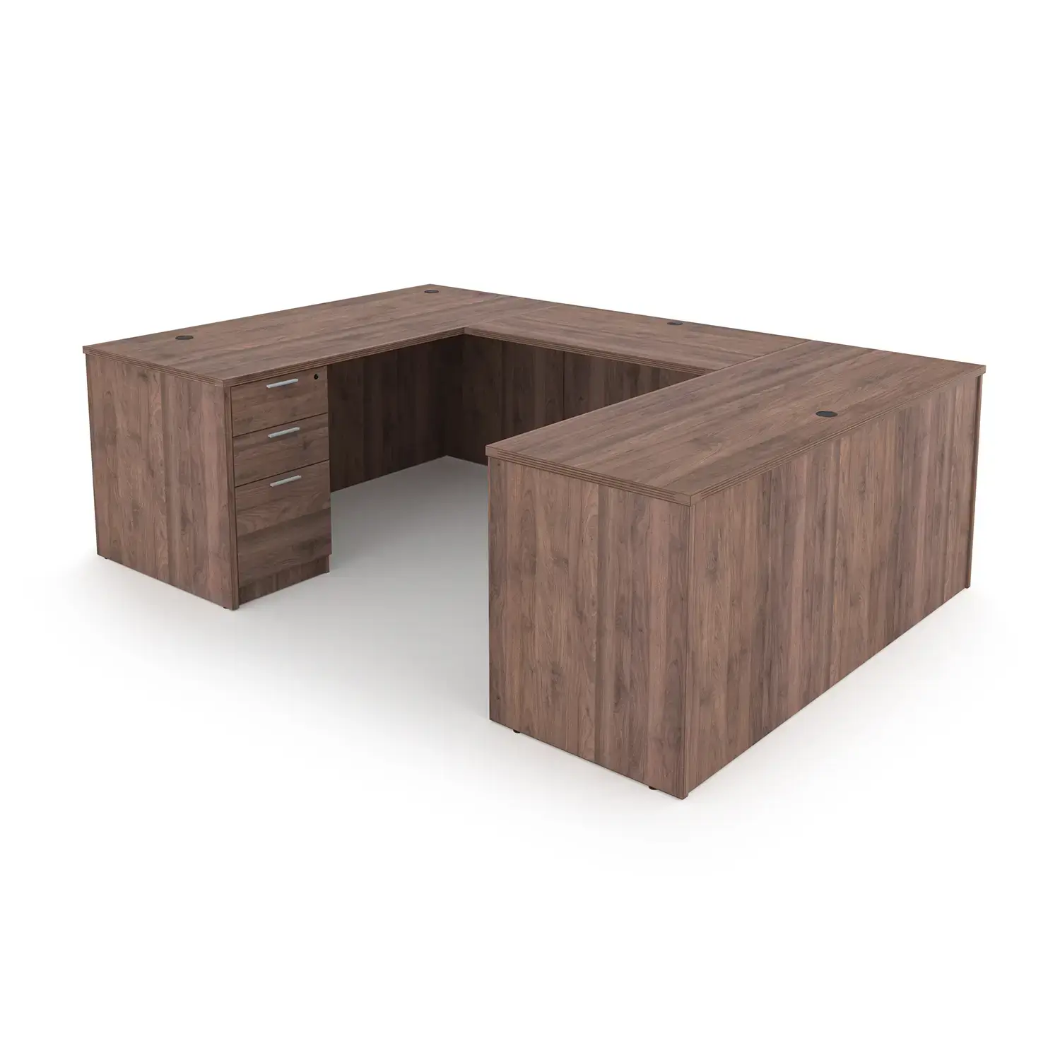 i5 Industries Kai U-Shaped Desk Double Full Ped - Walnut - UD6696P-2, UD66102P-2, UD7196P-2, UD71102P-2, UD71102P-5, UD71108P-2
