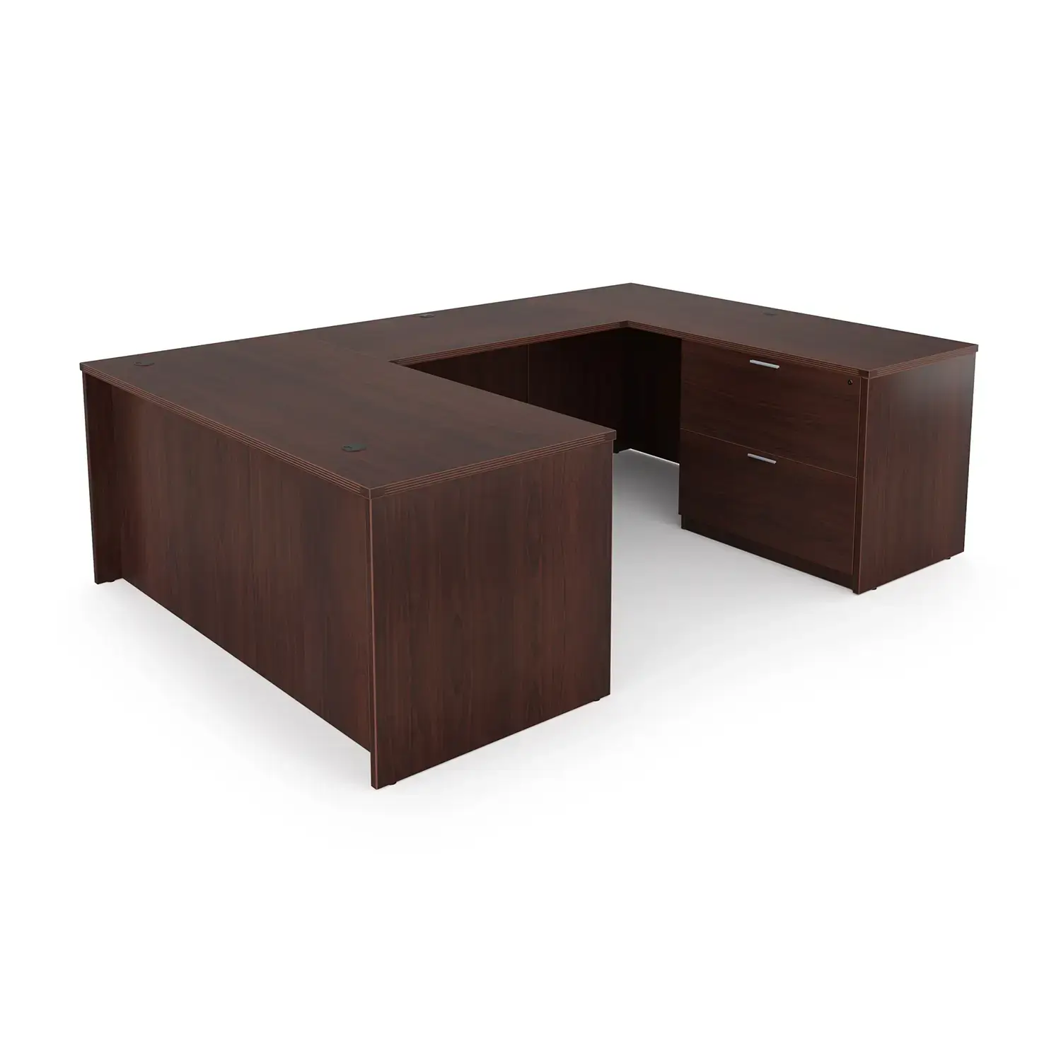 i5 Industries Kai U-Shaped Desk Full Ped Lateral File - Mahogany - UD6696P-3, UD66102P-3, UD7196P-3, UD71102P-3, UD71102P-6, UD7