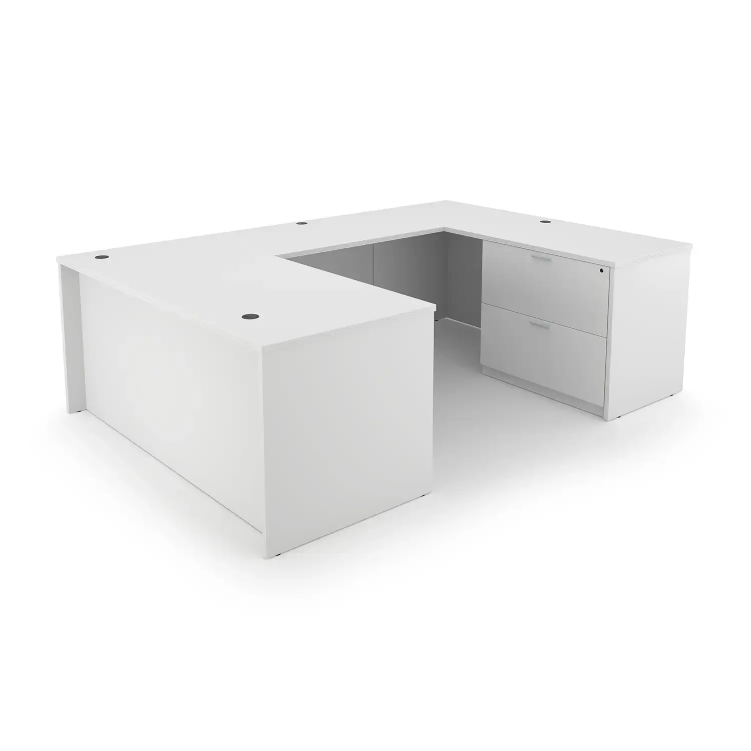 i5 Industries Kai U-Shaped Desk Full Ped Lateral File - Matte White - UD6696P-3, UD66102P-3, UD7196P-3, UD71102P-3, UD71102P-6,